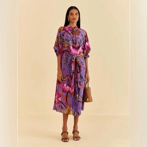 Farm Rio Floral Balloon Sleeve Shirtdress